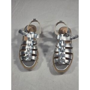Sonoma Goods For Life Women Silver Metallic Gladiator Platform Sandals Size 9.5